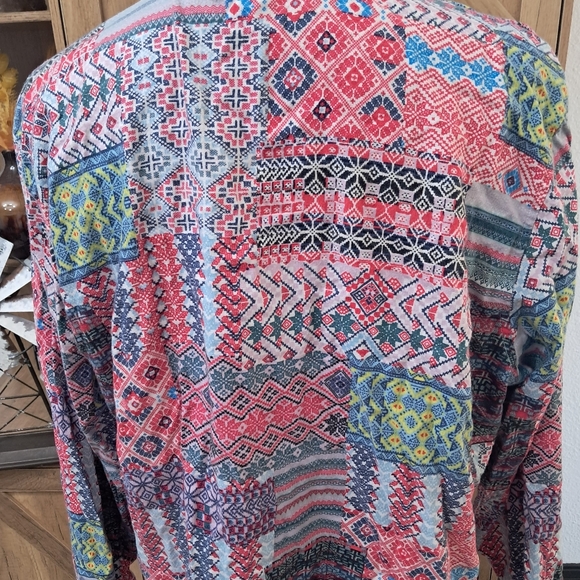 Victoria's Secret Flannel Pajama Top Colorful Embroidered Lougewear Cozy - Picture 7 of 10